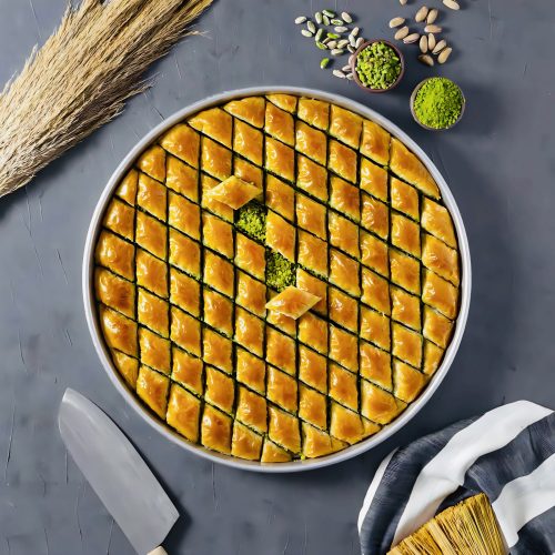 Fıstıklı Mekik Baklava Tepsi 4 Kg (1 Gün Öncesinden Sipariş Verilir.)